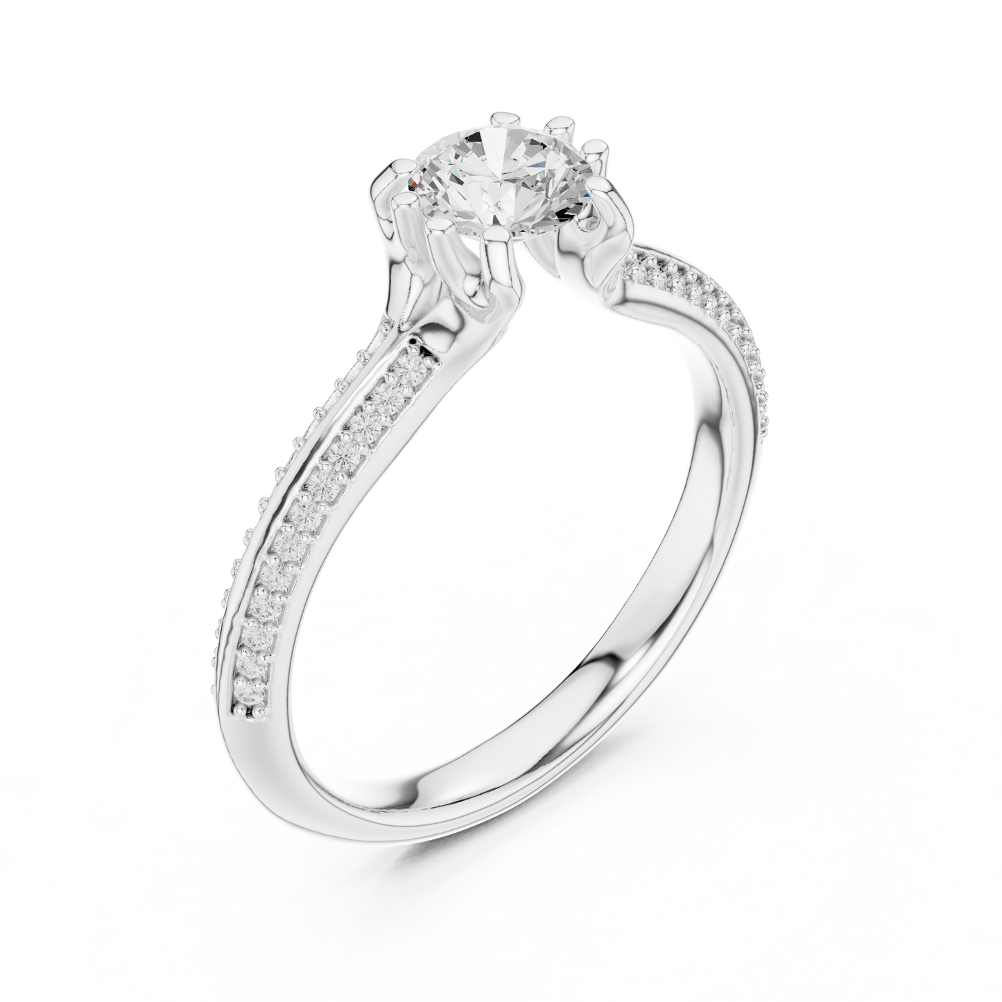 Round Side Stone Lab Grown Diamond Ring