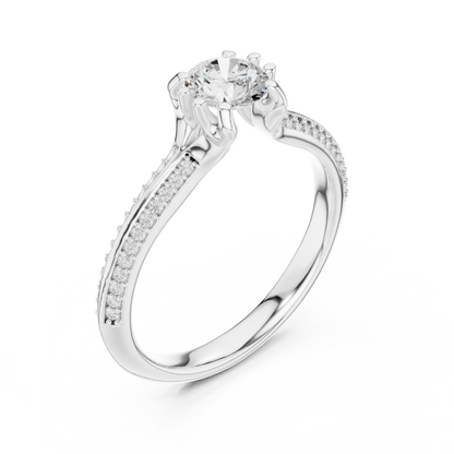 Round Side Stone Lab Grown Diamond Ring
