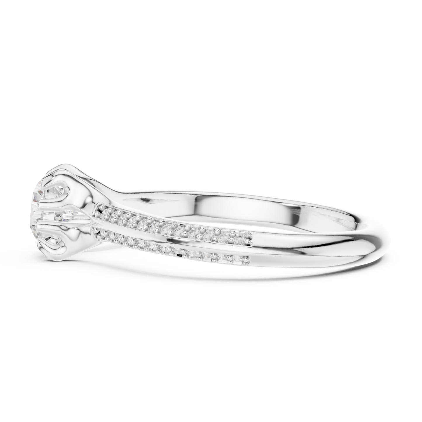 Round Side Stone Lab Grown Diamond Ring