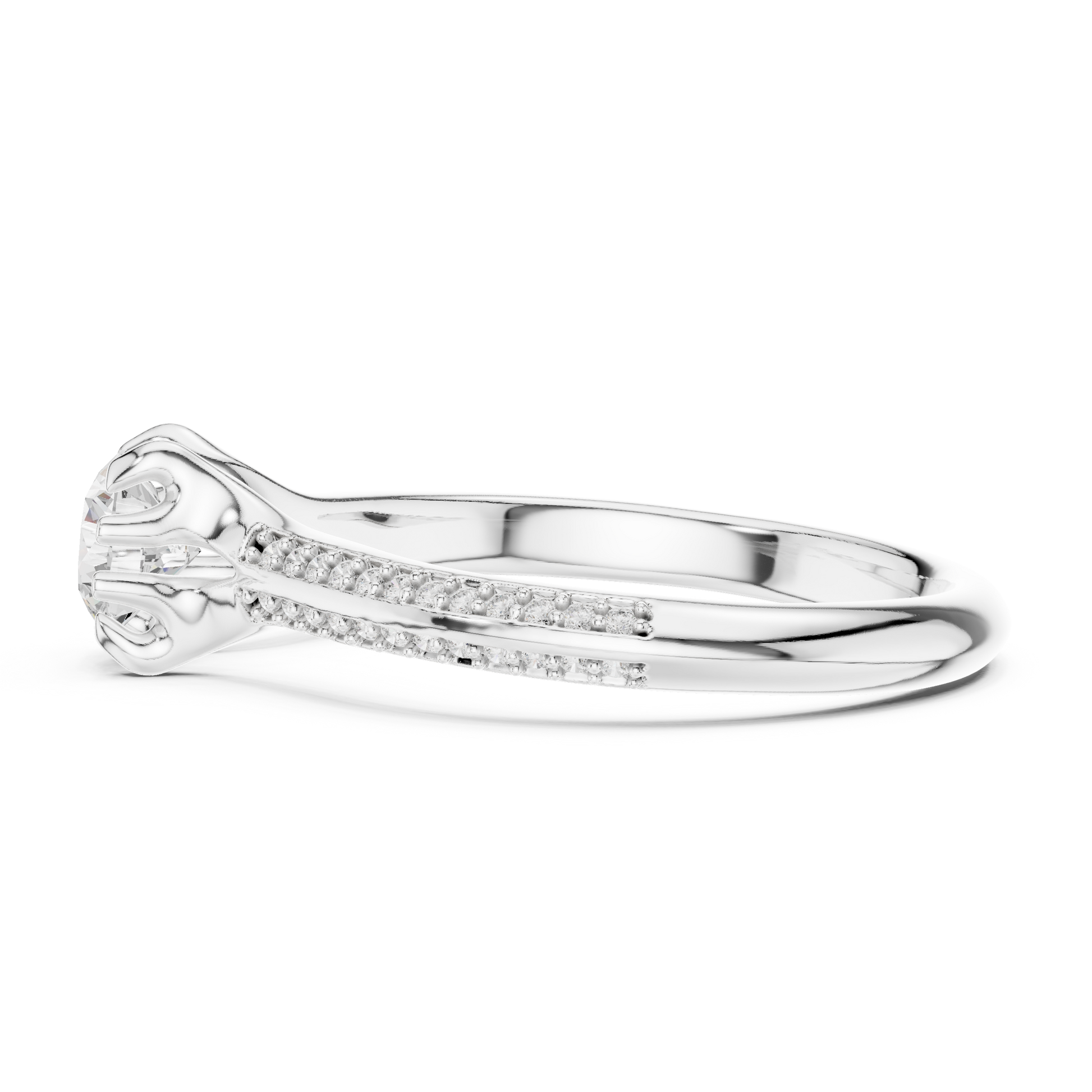 Round Side Stone Lab Grown Diamond Ring