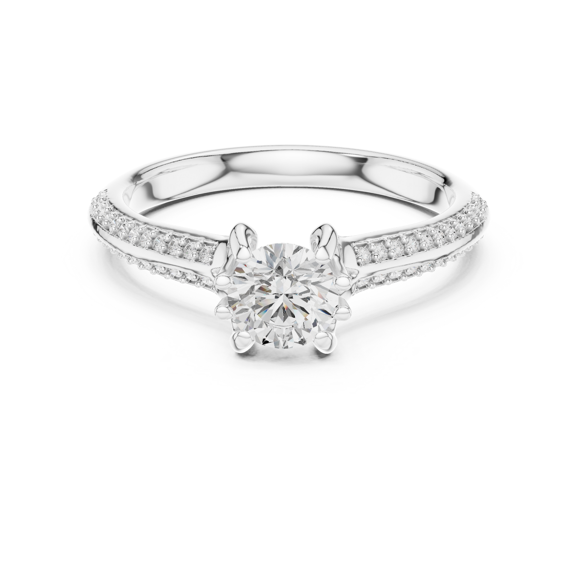 Round Side Stone Lab Grown Diamond Ring