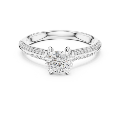 Round Side Stone Lab Grown Diamond Ring
