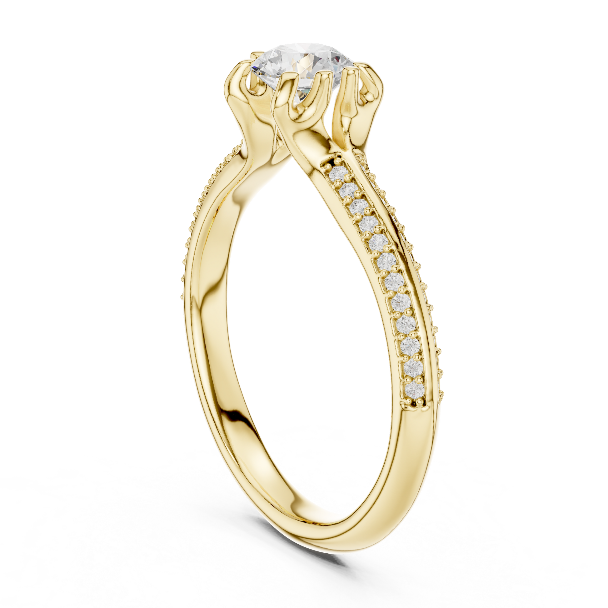 Round Side Stone Lab Grown Diamond Ring