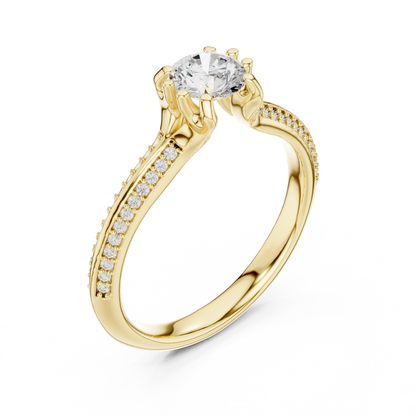 Round Side Stone Lab Grown Diamond Ring