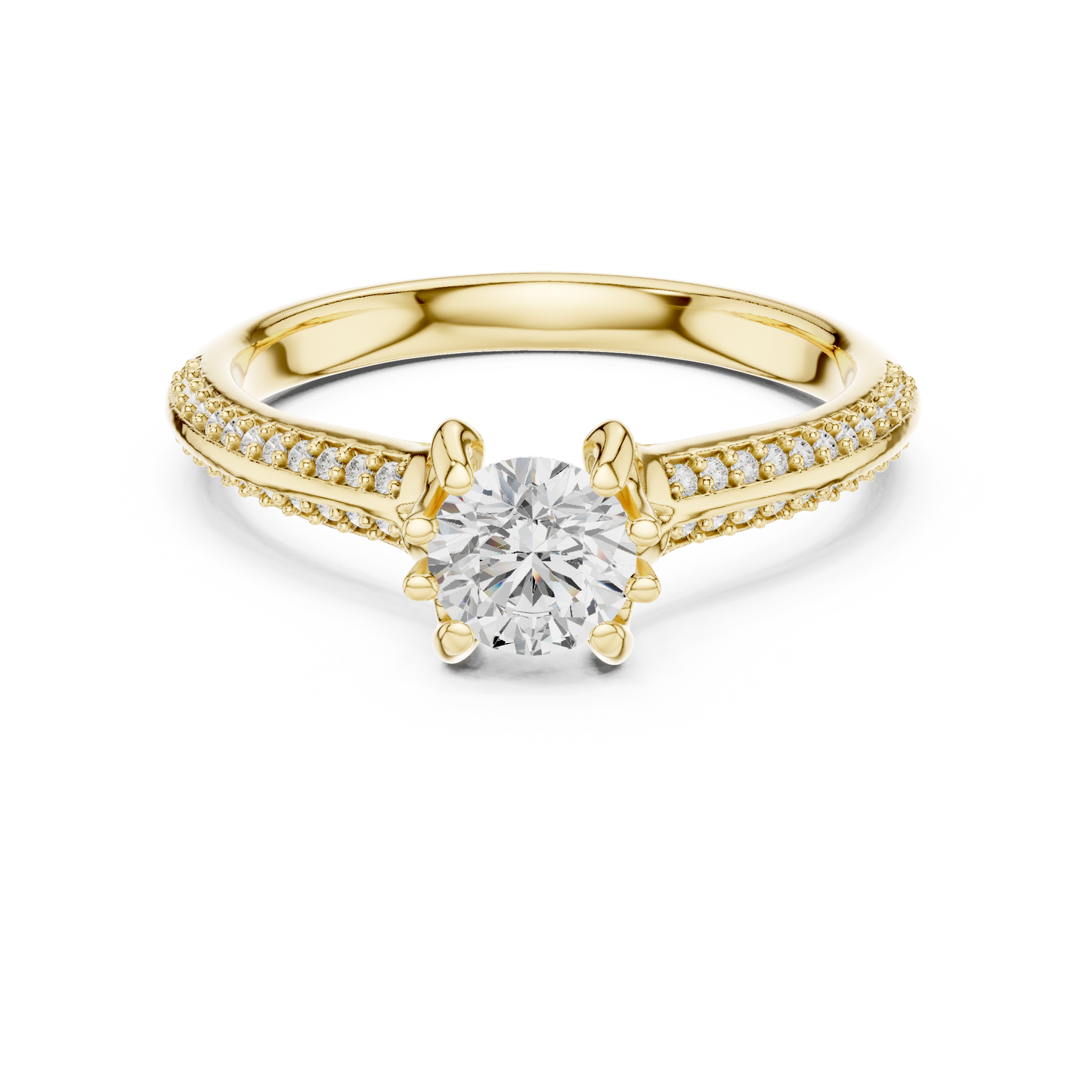 Round Side Stone Lab Grown Diamond Ring