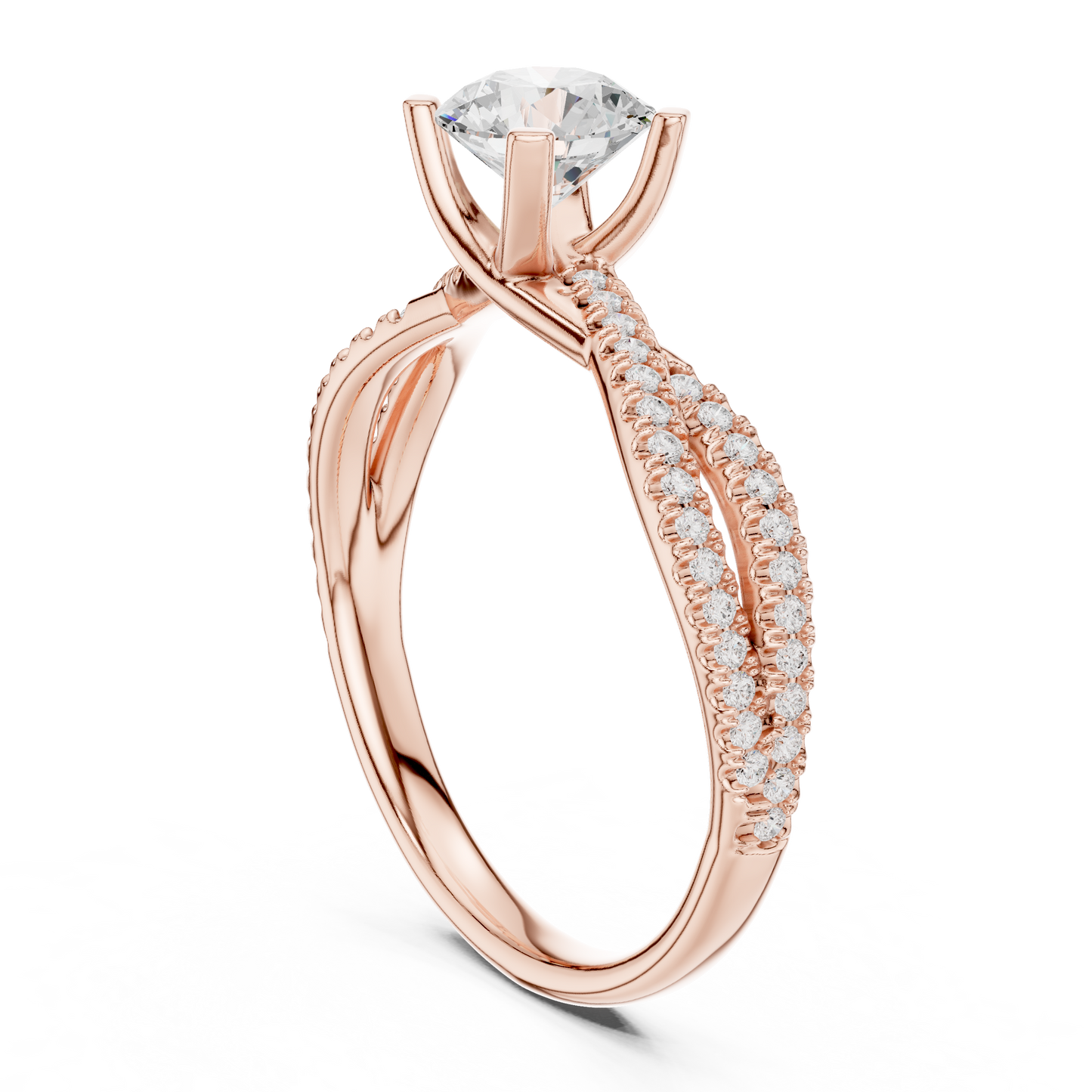Round Side Stone Lab Grown Diamond Ring
