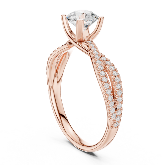 Round Side Stone Lab Grown Diamond Ring