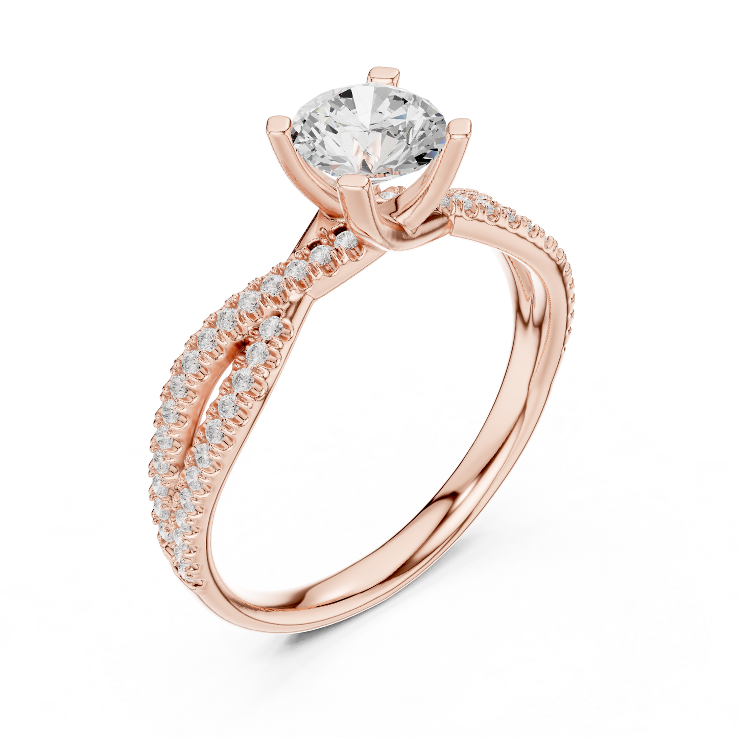 Round Side Stone Lab Grown Diamond Ring