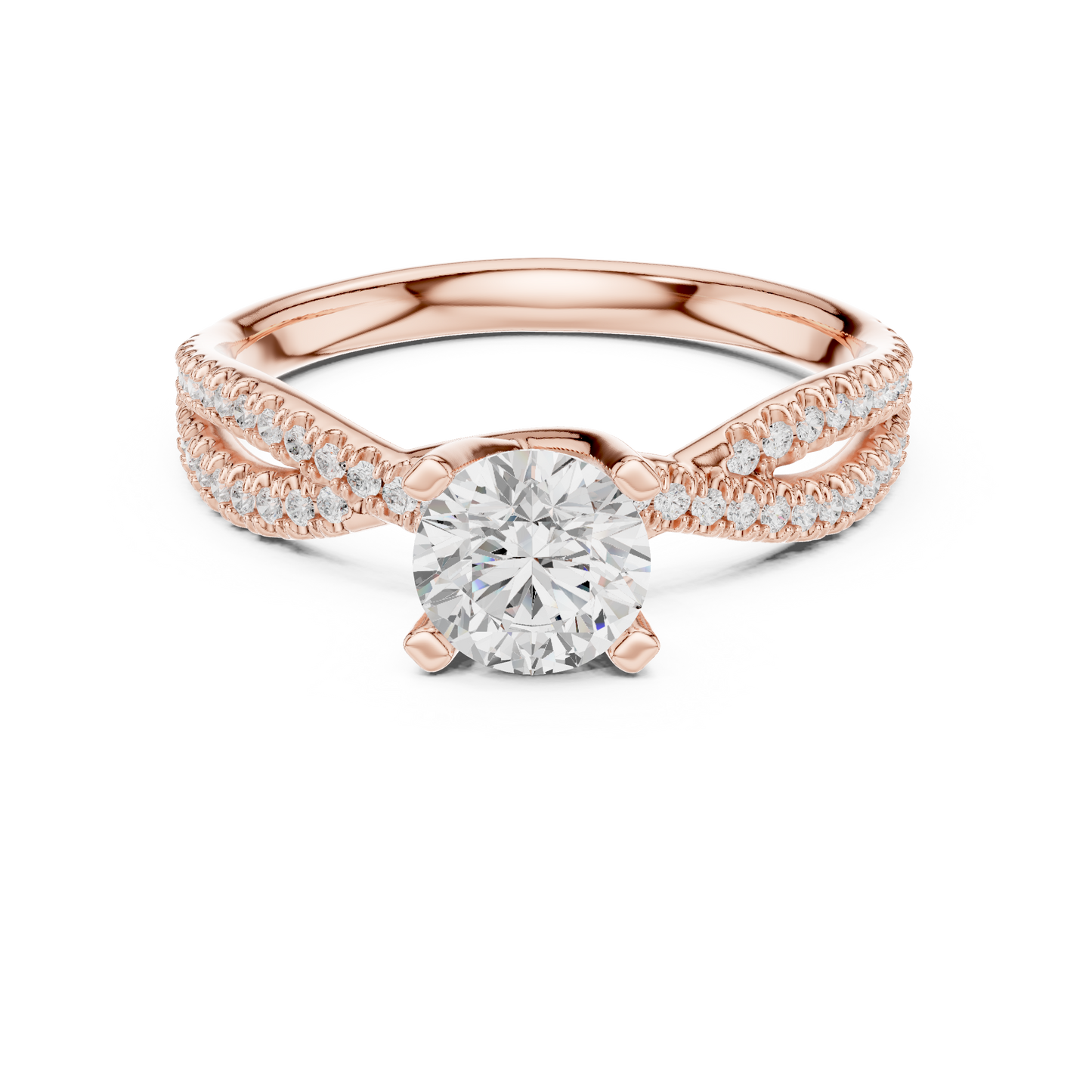 Round Side Stone Lab Grown Diamond Ring