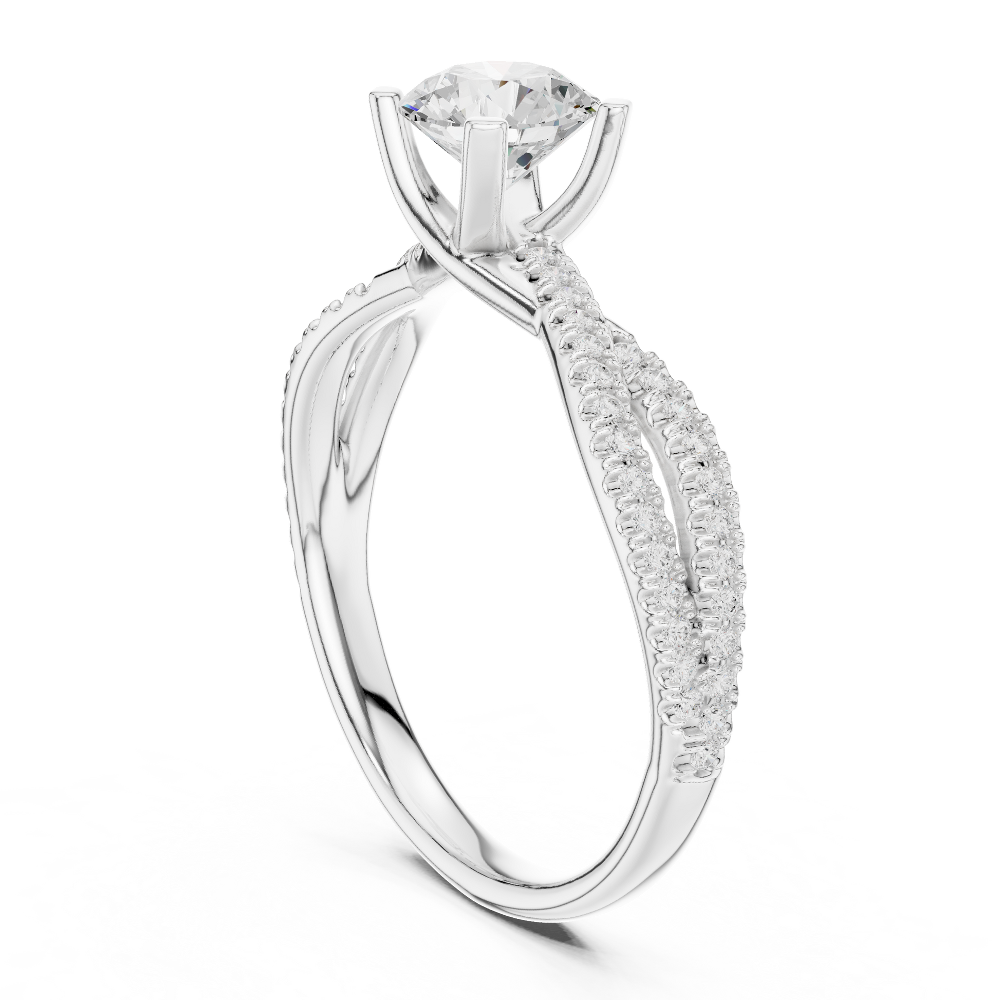 Round Side Stone Lab Grown Diamond Ring