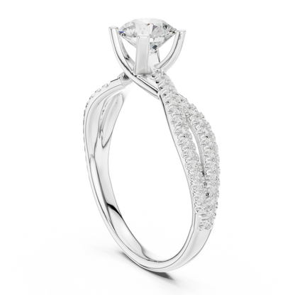 Round Side Stone Lab Grown Diamond Ring