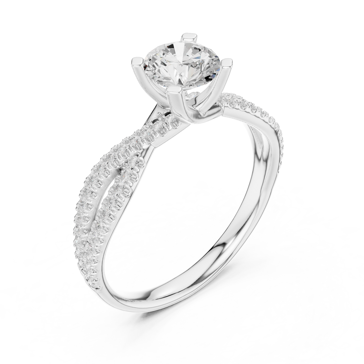 Round Side Stone Lab Grown Diamond Ring