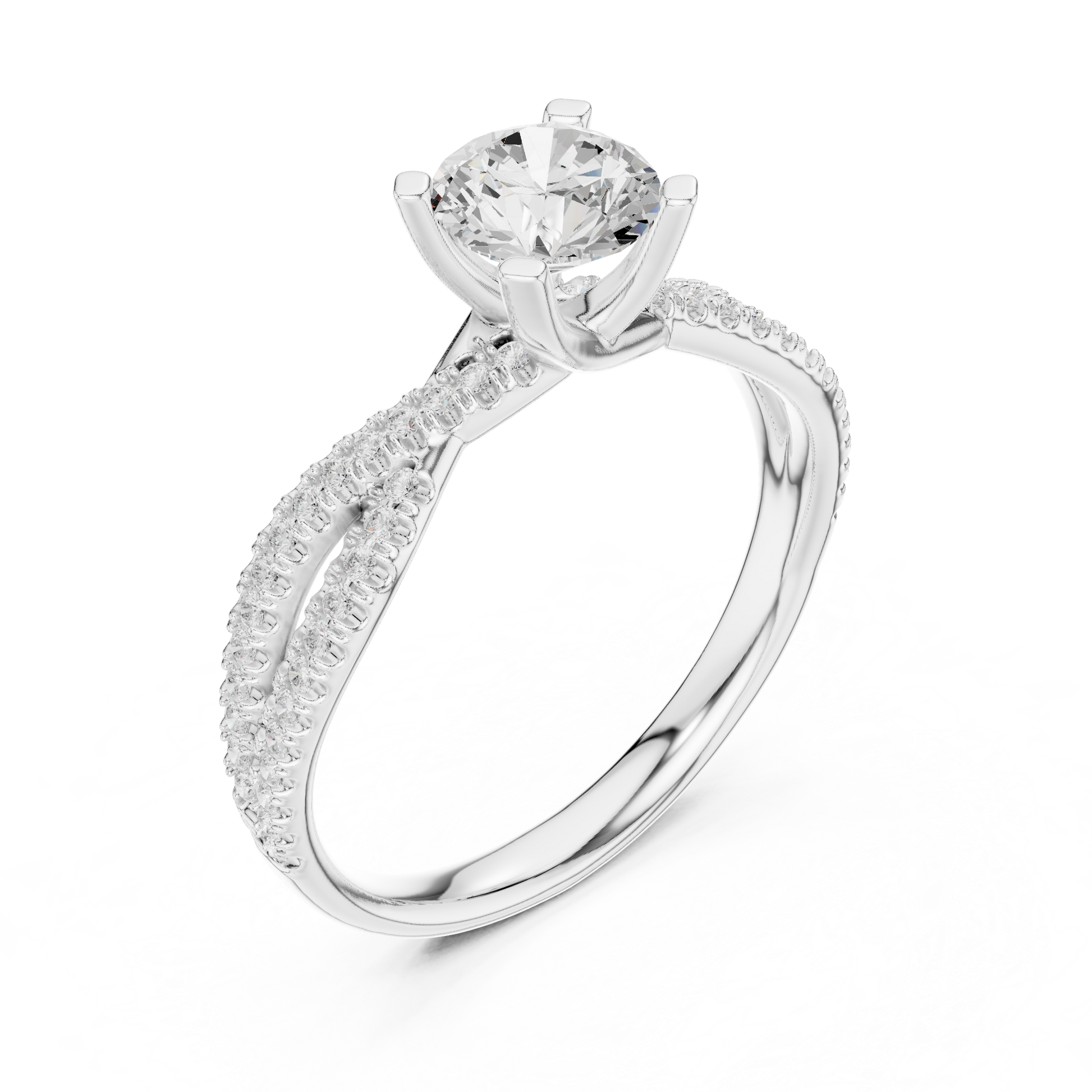 Round Side Stone Lab Grown Diamond Ring