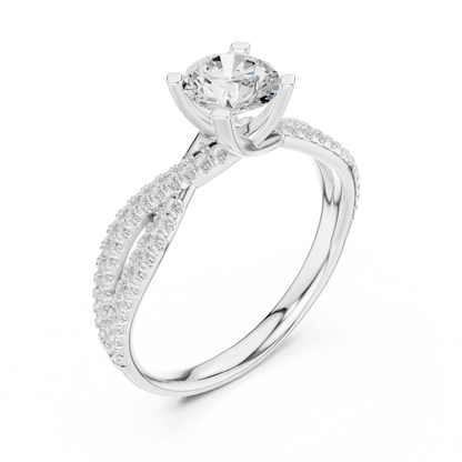 Round Side Stone Lab Grown Diamond Ring