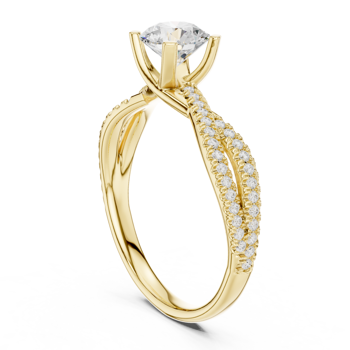 Round Side Stone Lab Grown Diamond Ring