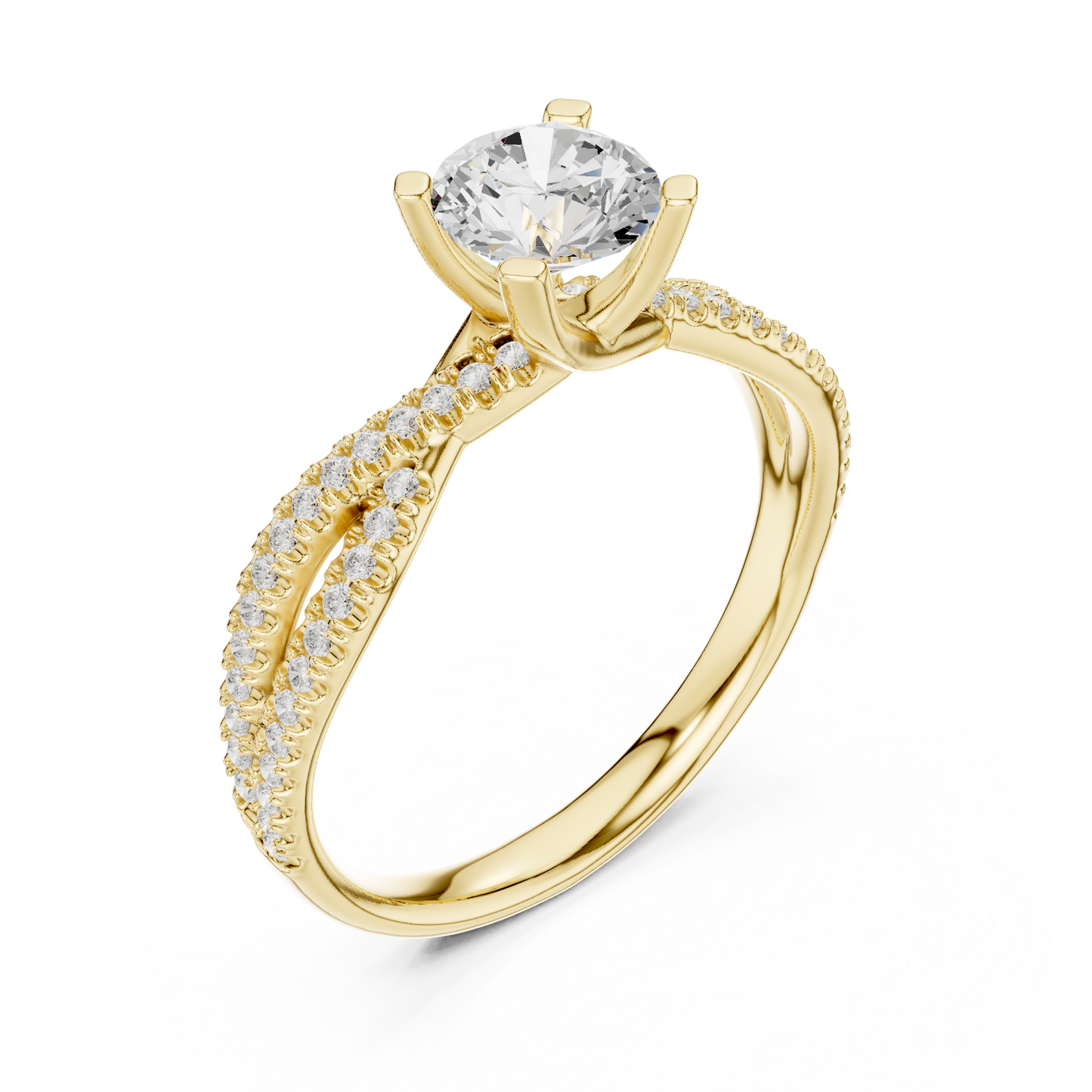 Round Side Stone Lab Grown Diamond Ring