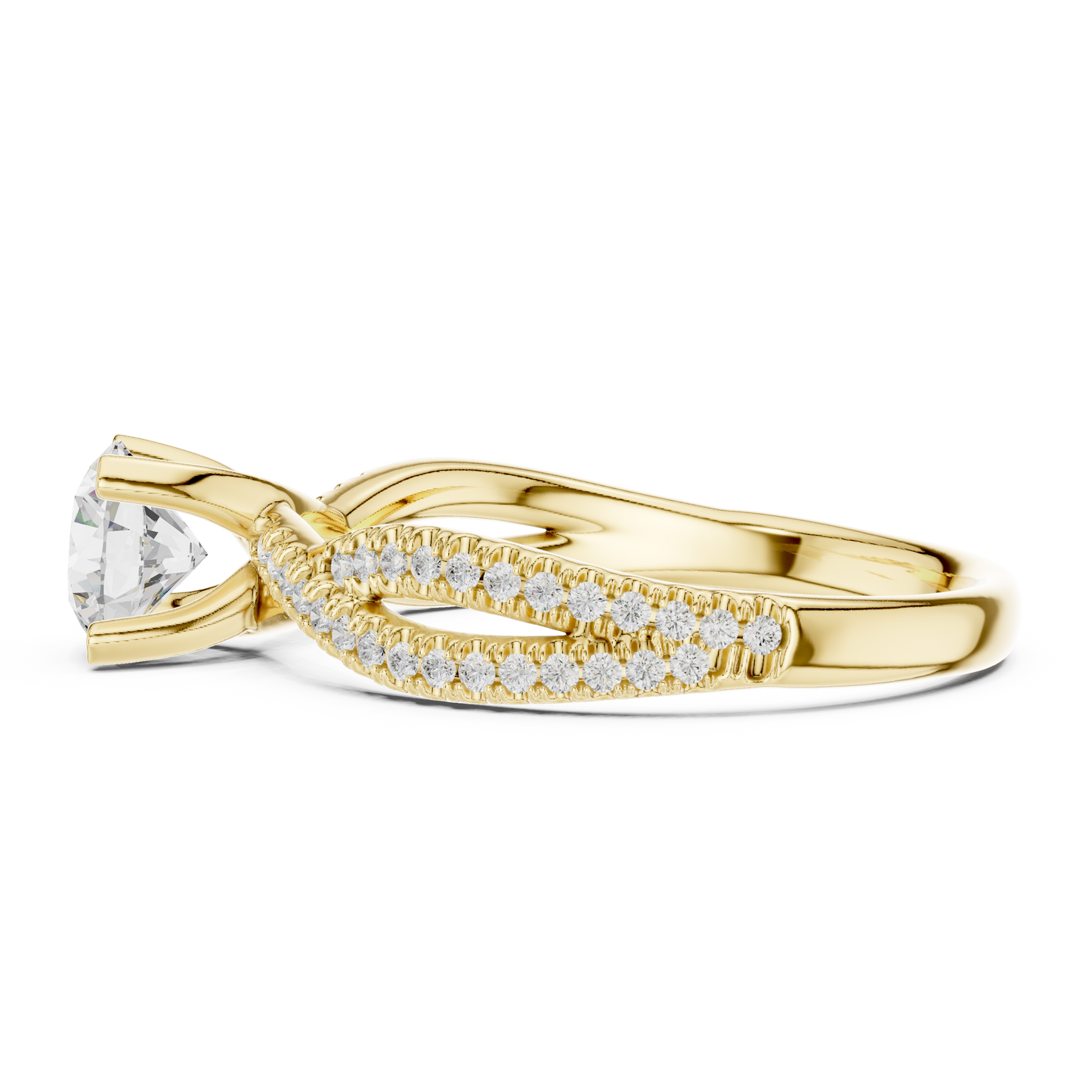 Round Side Stone Lab Grown Diamond Ring