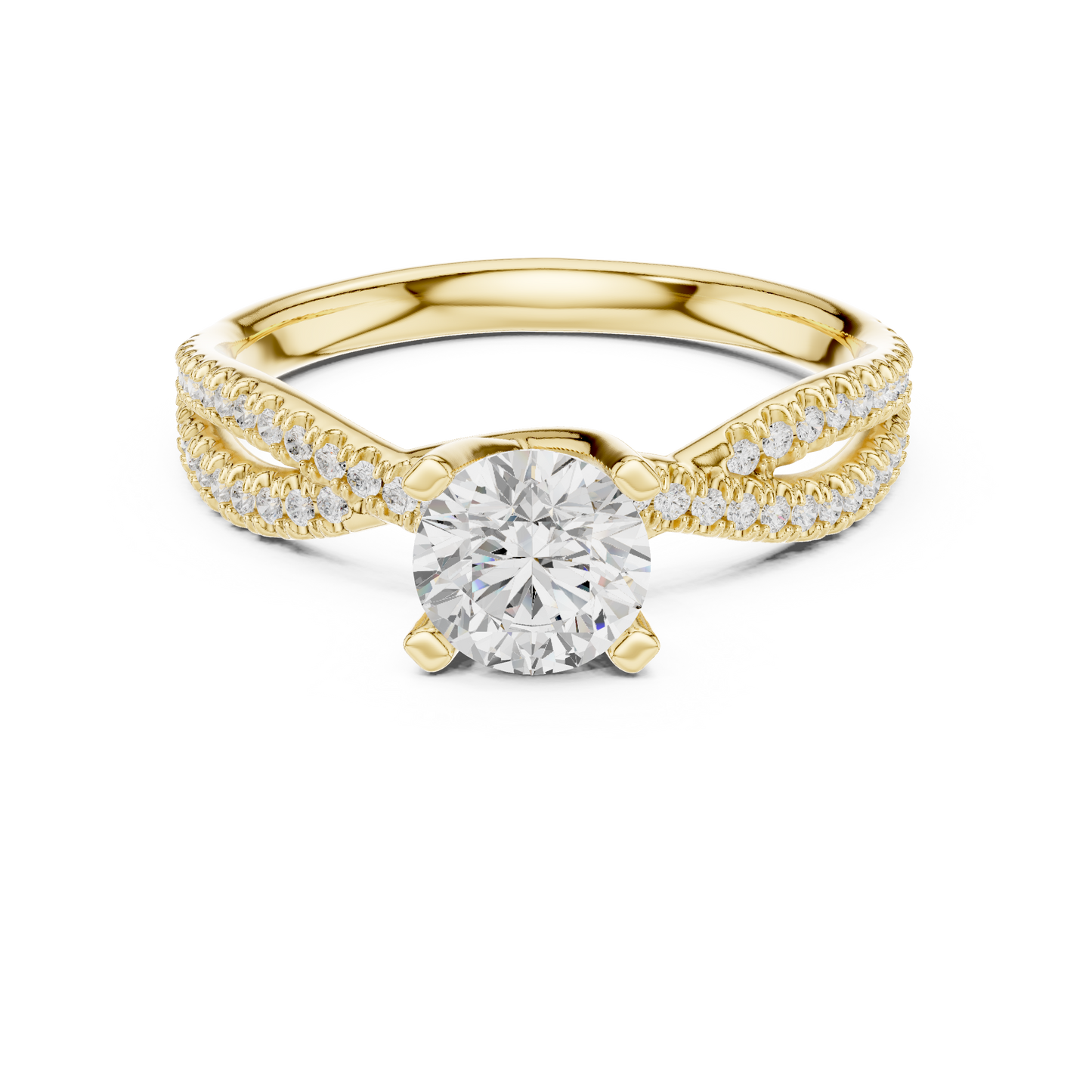 Round Side Stone Lab Grown Diamond Ring