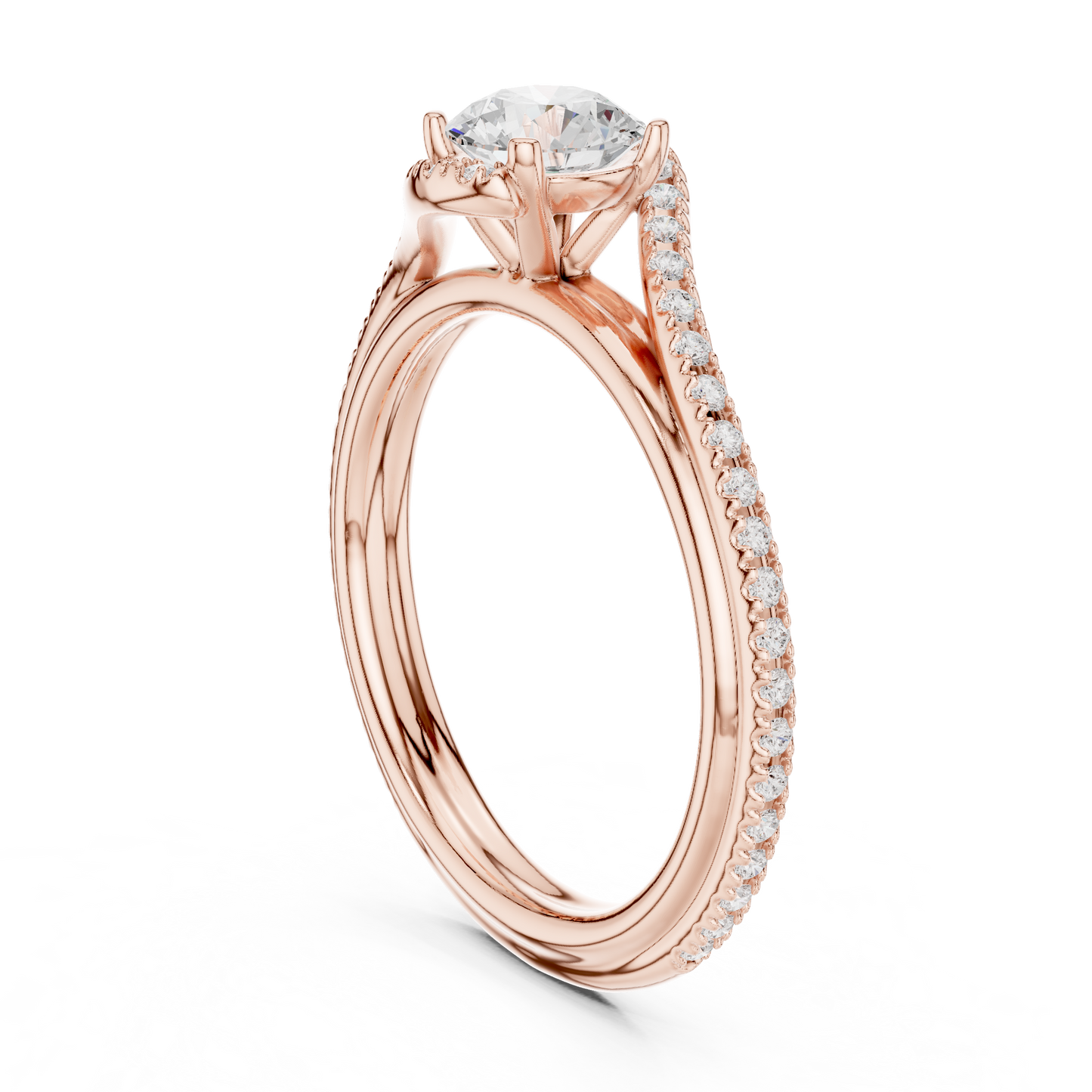 Round Side Stone Lab Grown Diamond Ring
