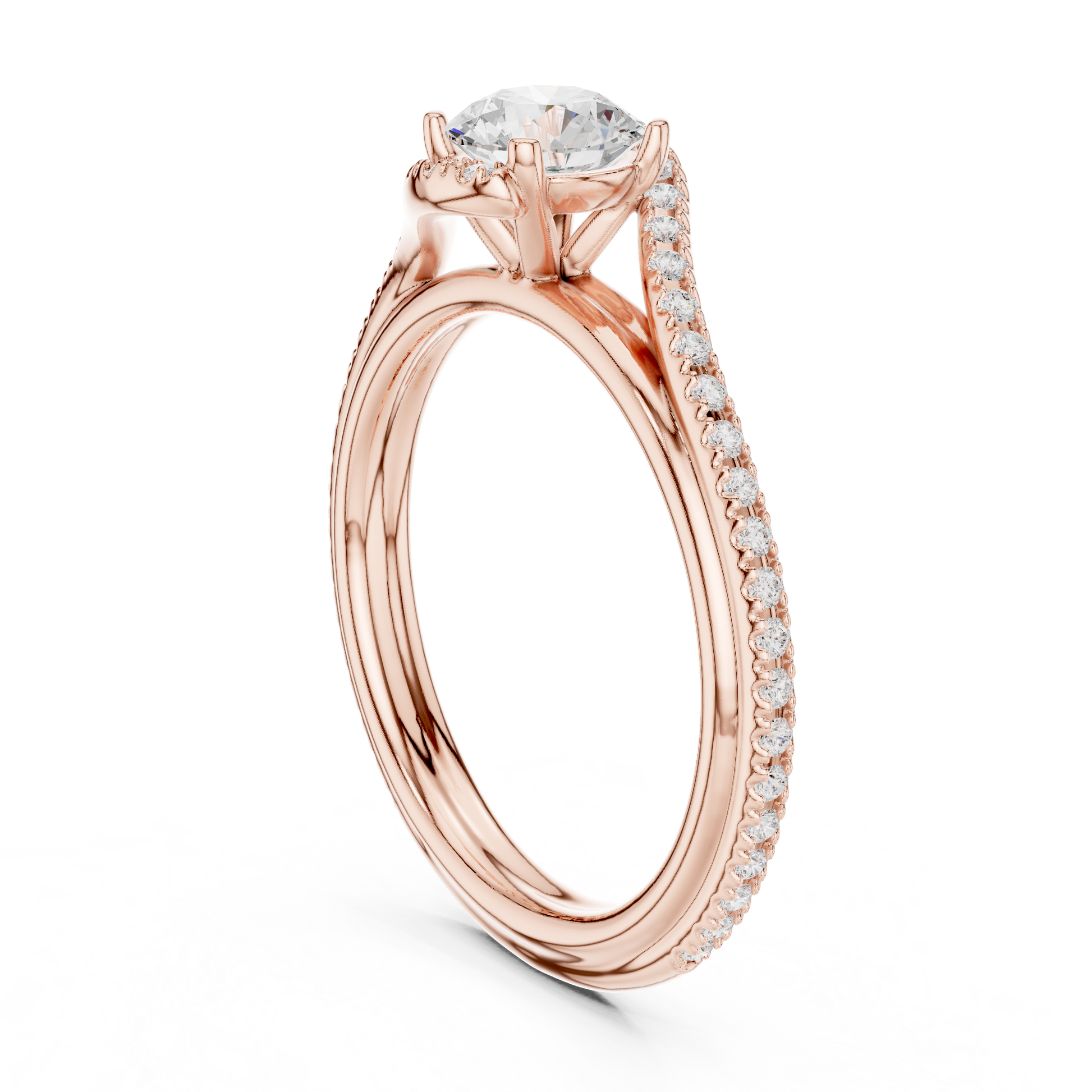 Round Side Stone Lab Grown Diamond Ring