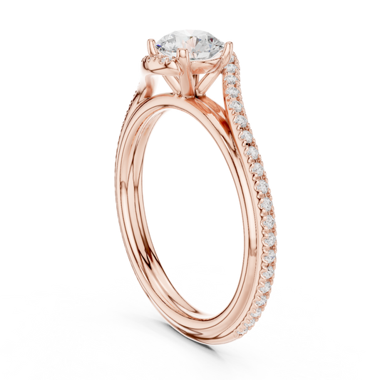 Round Side Stone Lab Grown Diamond Ring