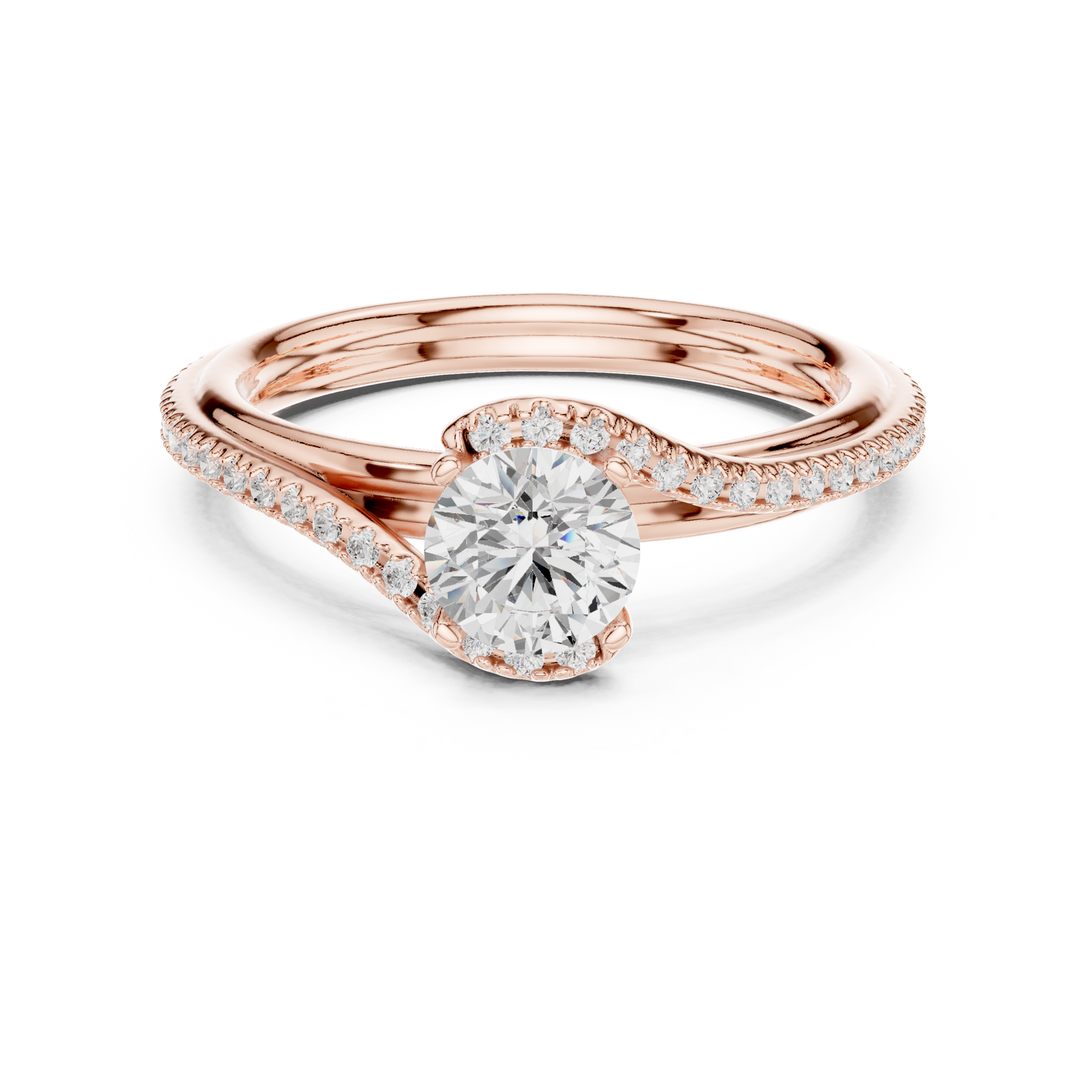 Round Side Stone Lab Grown Diamond Ring