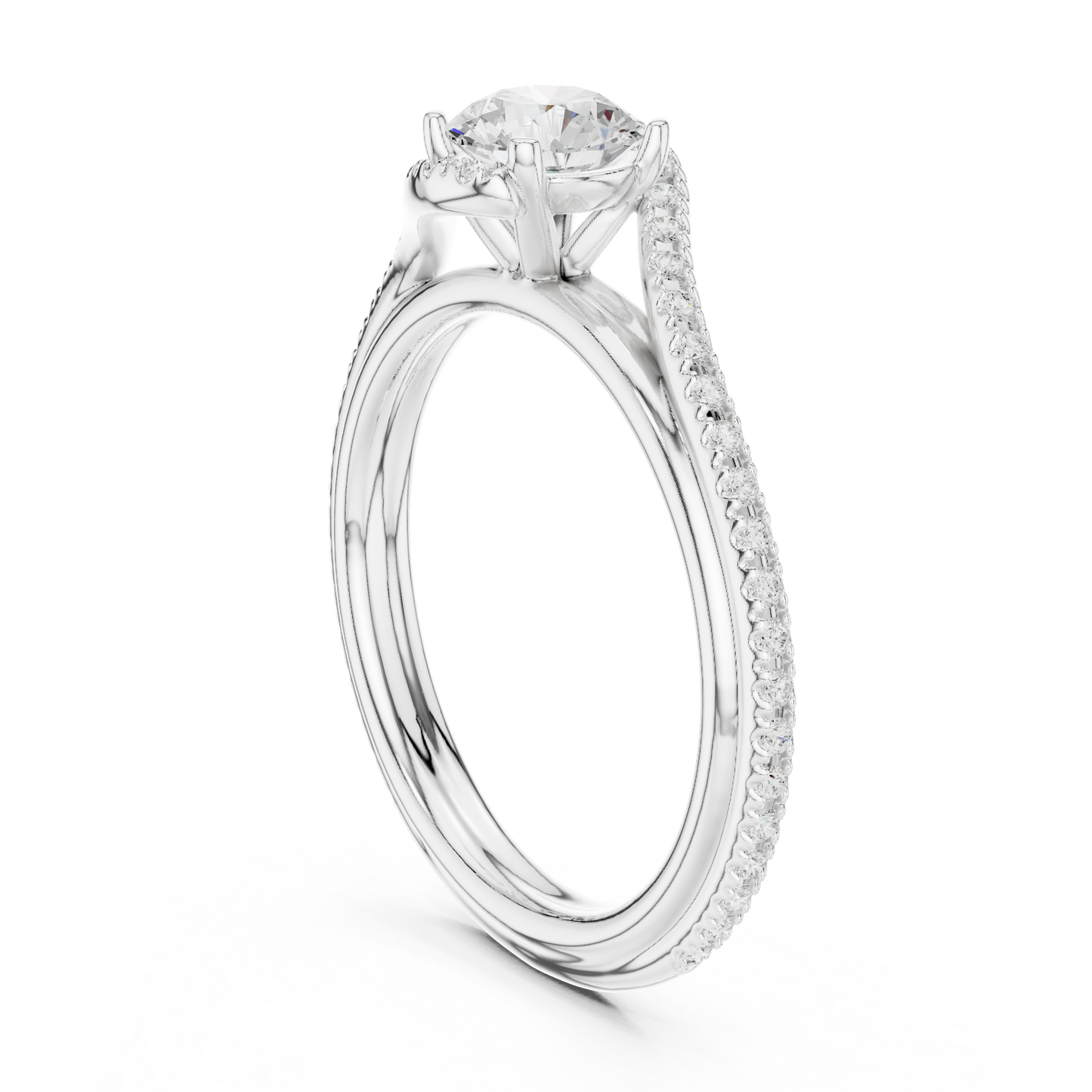 Round Side Stone Lab Grown Diamond Ring