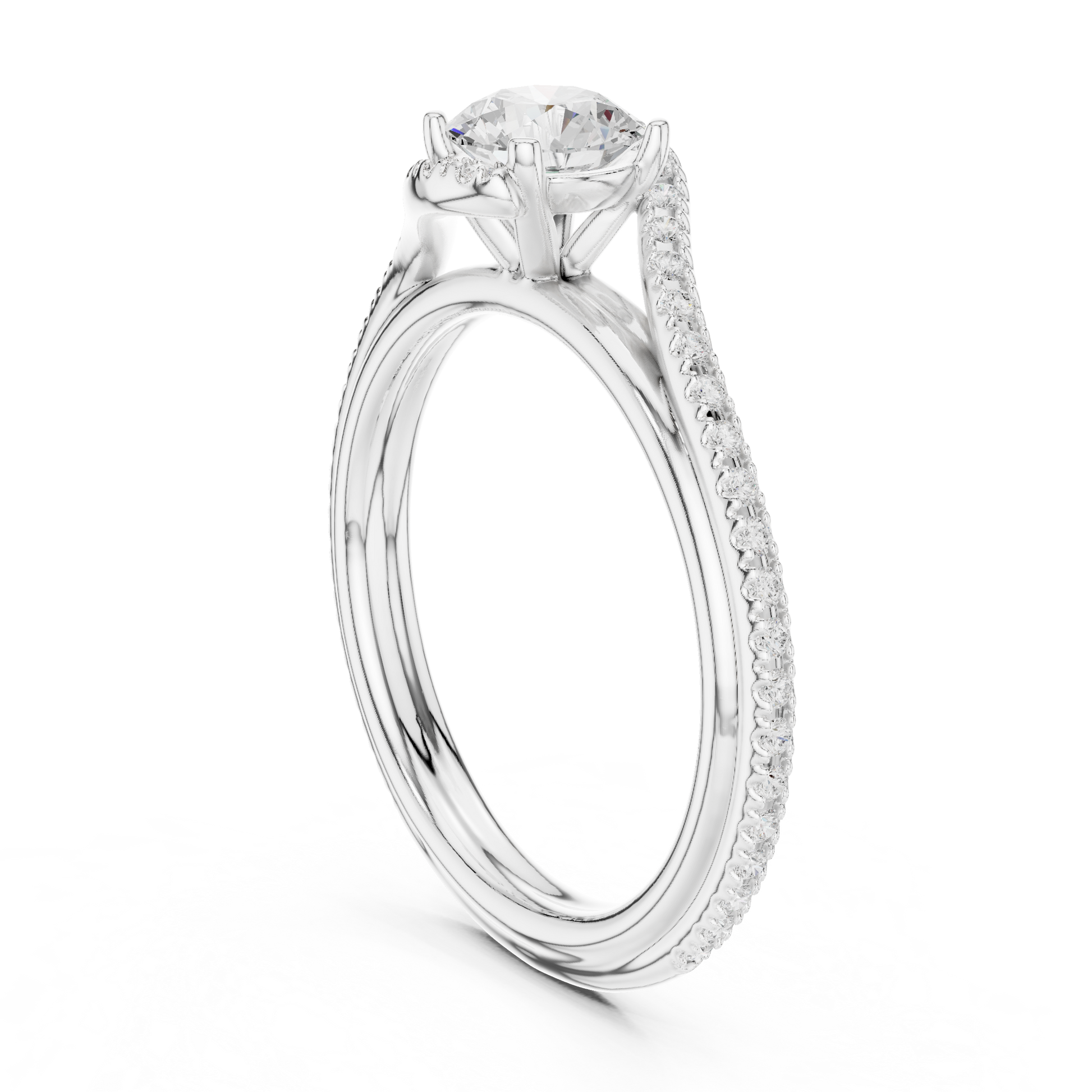 Round Side Stone Lab Grown Diamond Ring