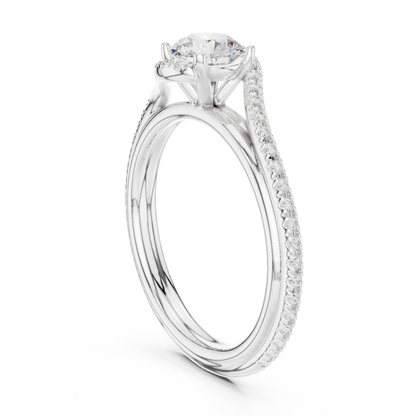 Round Side Stone Lab Grown Diamond Ring