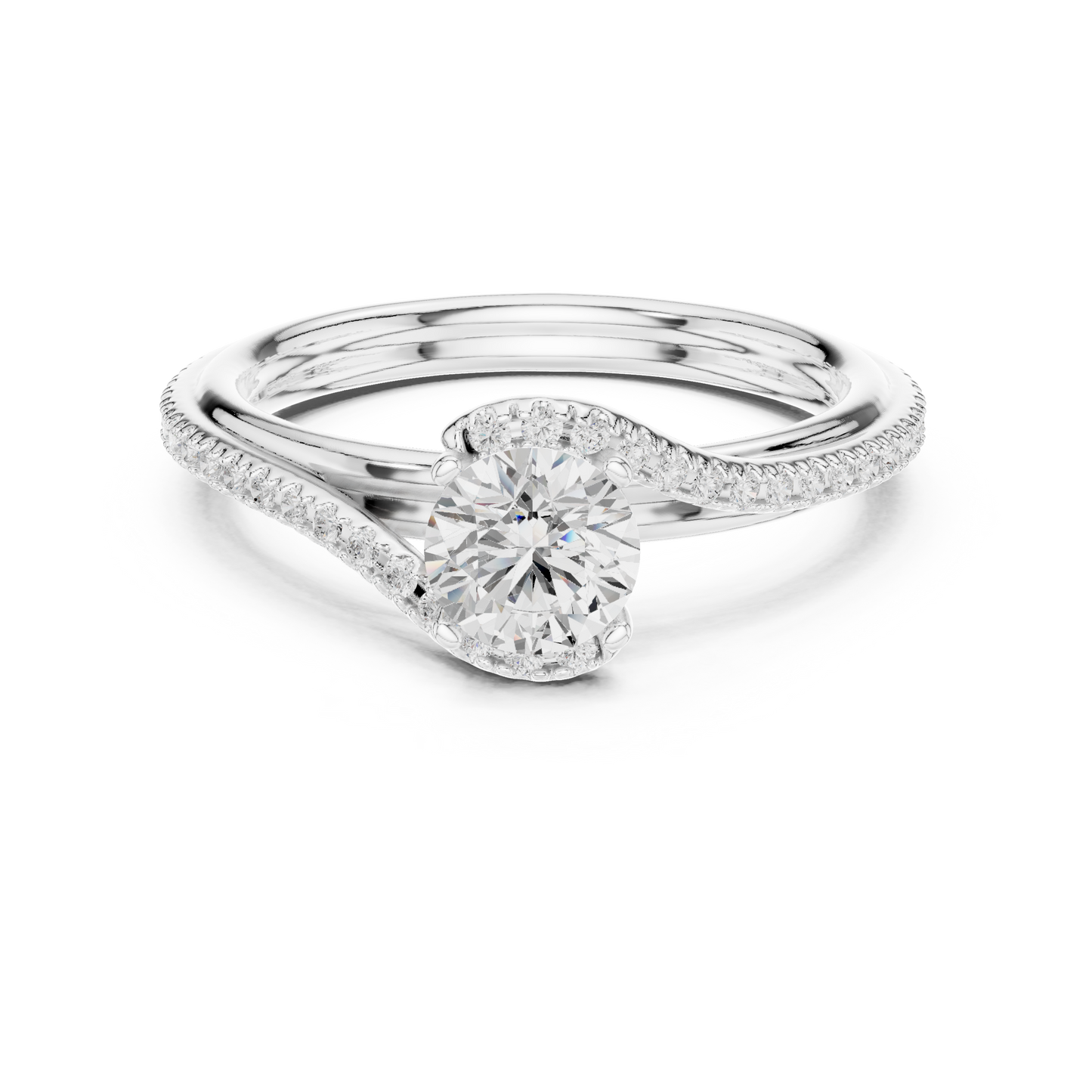 Round Side Stone Lab Grown Diamond Ring