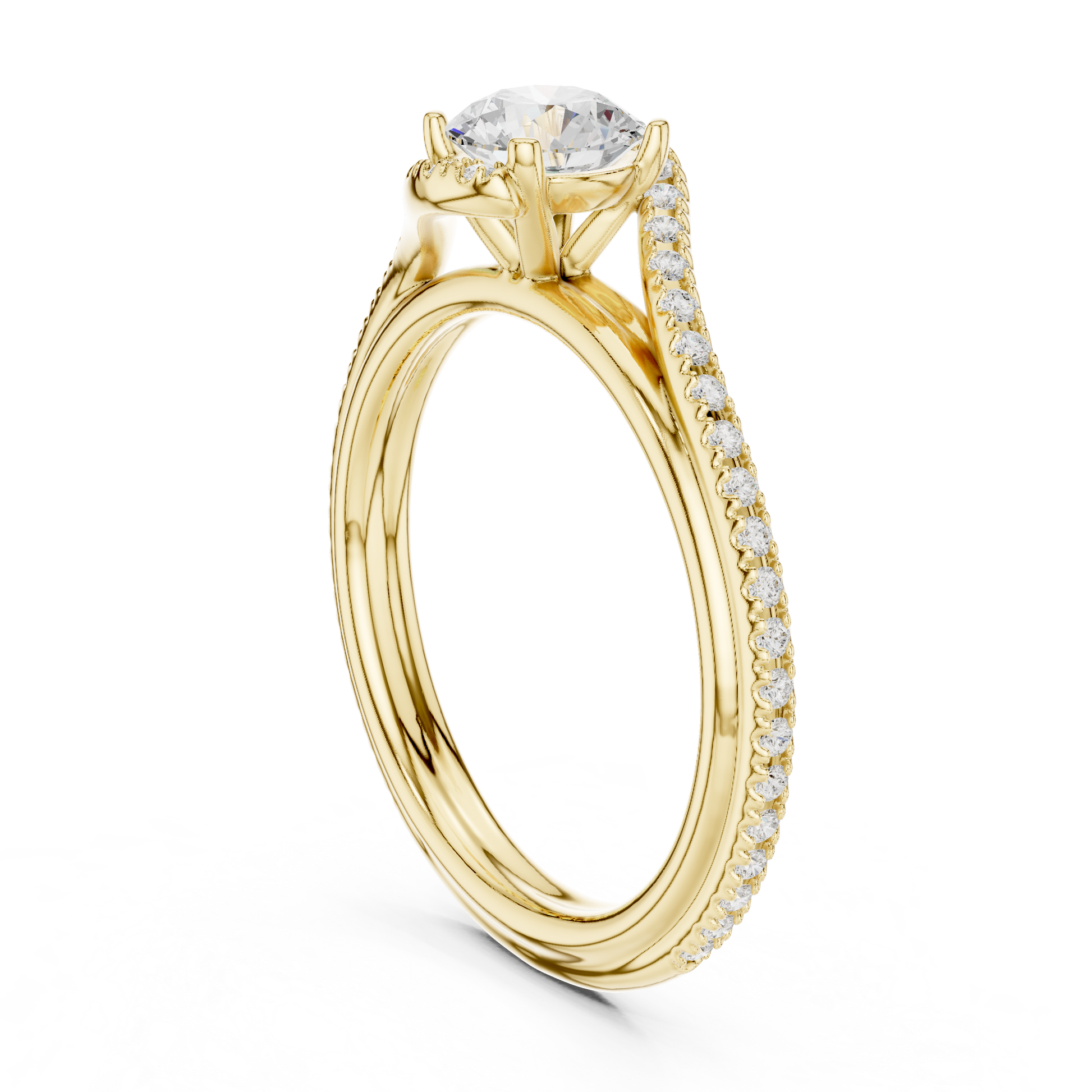 Round Side Stone Lab Grown Diamond Ring