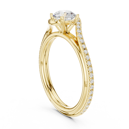 Round Side Stone Lab Grown Diamond Ring