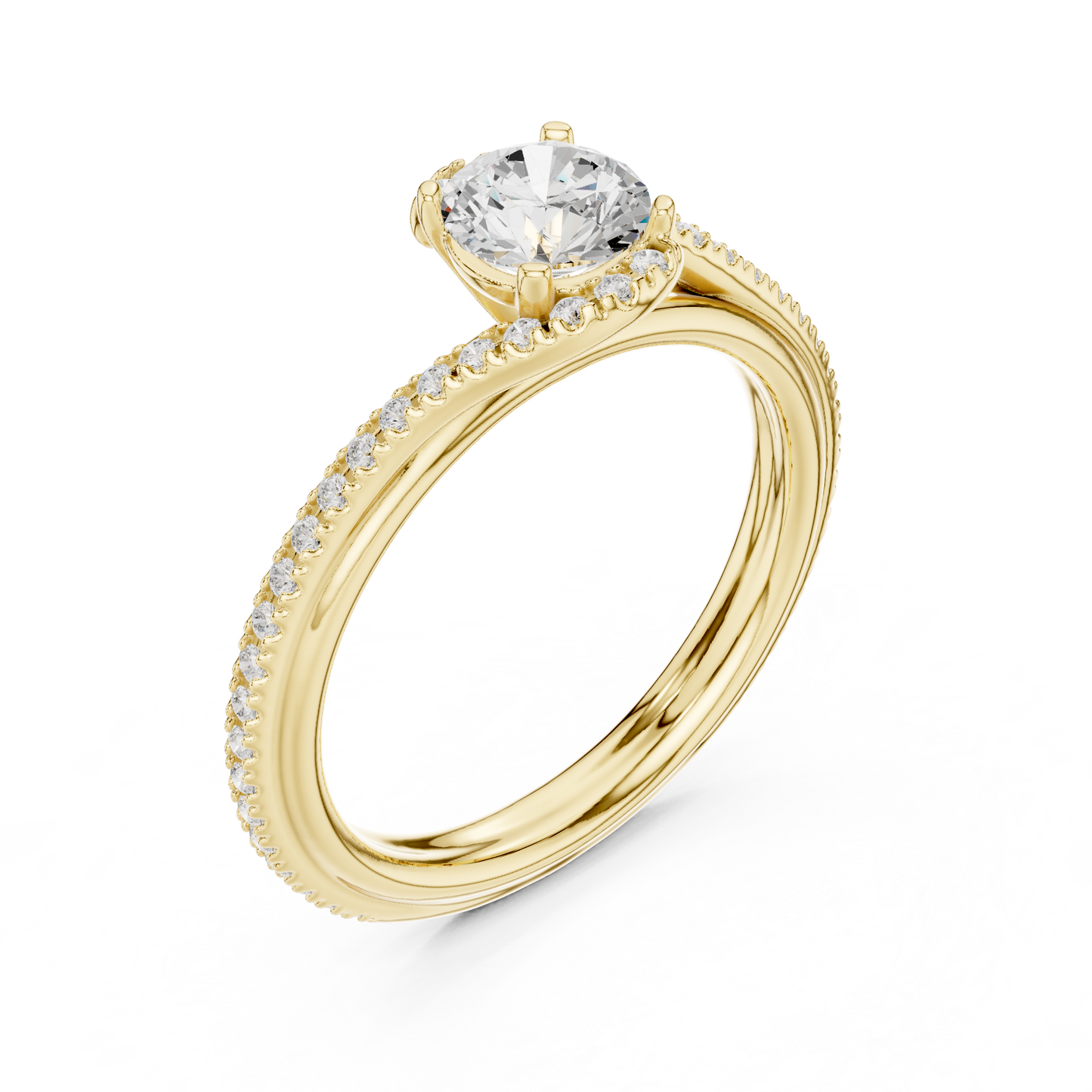 Round Side Stone Lab Grown Diamond Ring
