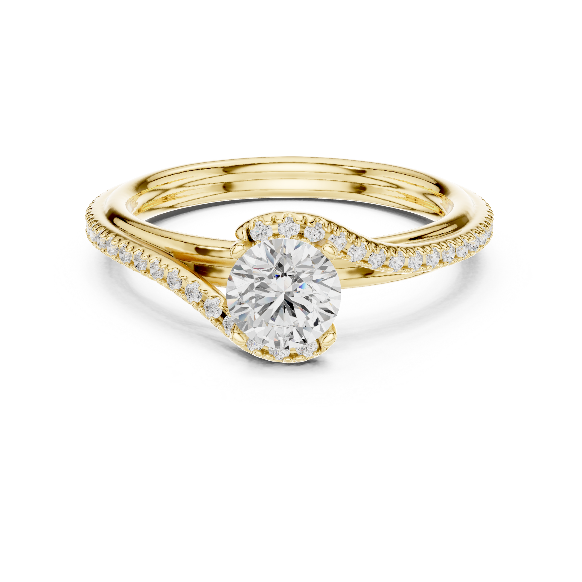 Round Side Stone Lab Grown Diamond Ring