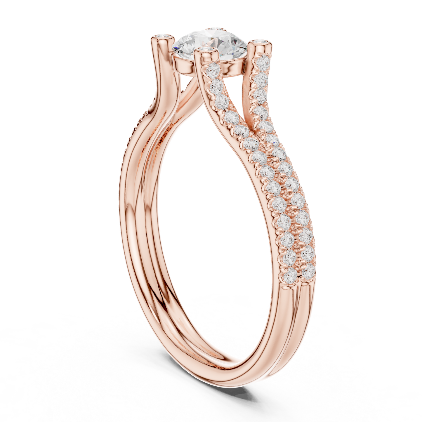 Round Side Stone Lab Grown Diamond Ring
