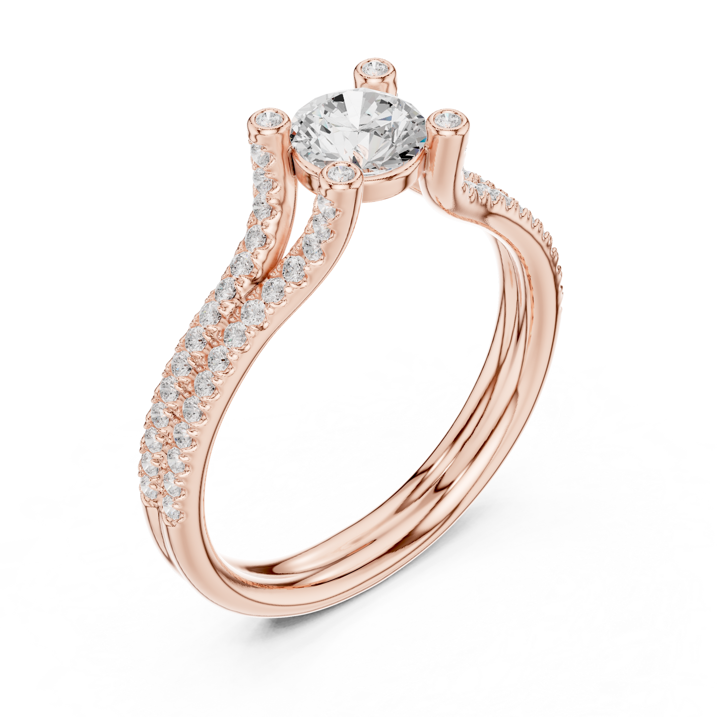 Round Side Stone Lab Grown Diamond Ring