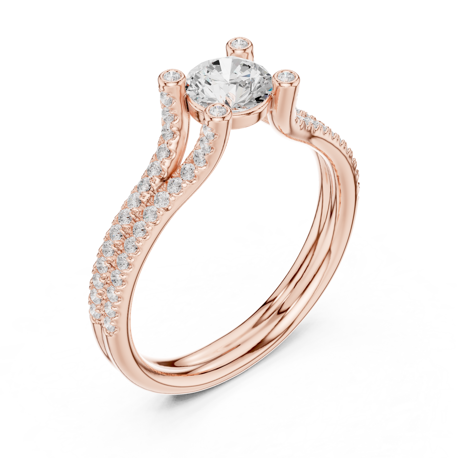 Round Side Stone Lab Grown Diamond Ring