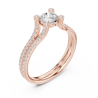 Round Side Stone Lab Grown Diamond Ring