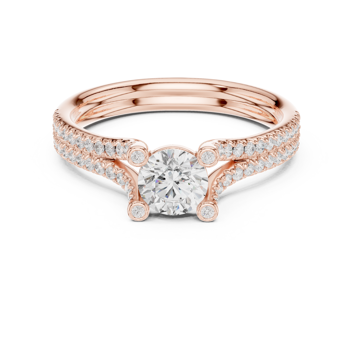Round Side Stone Lab Grown Diamond Ring