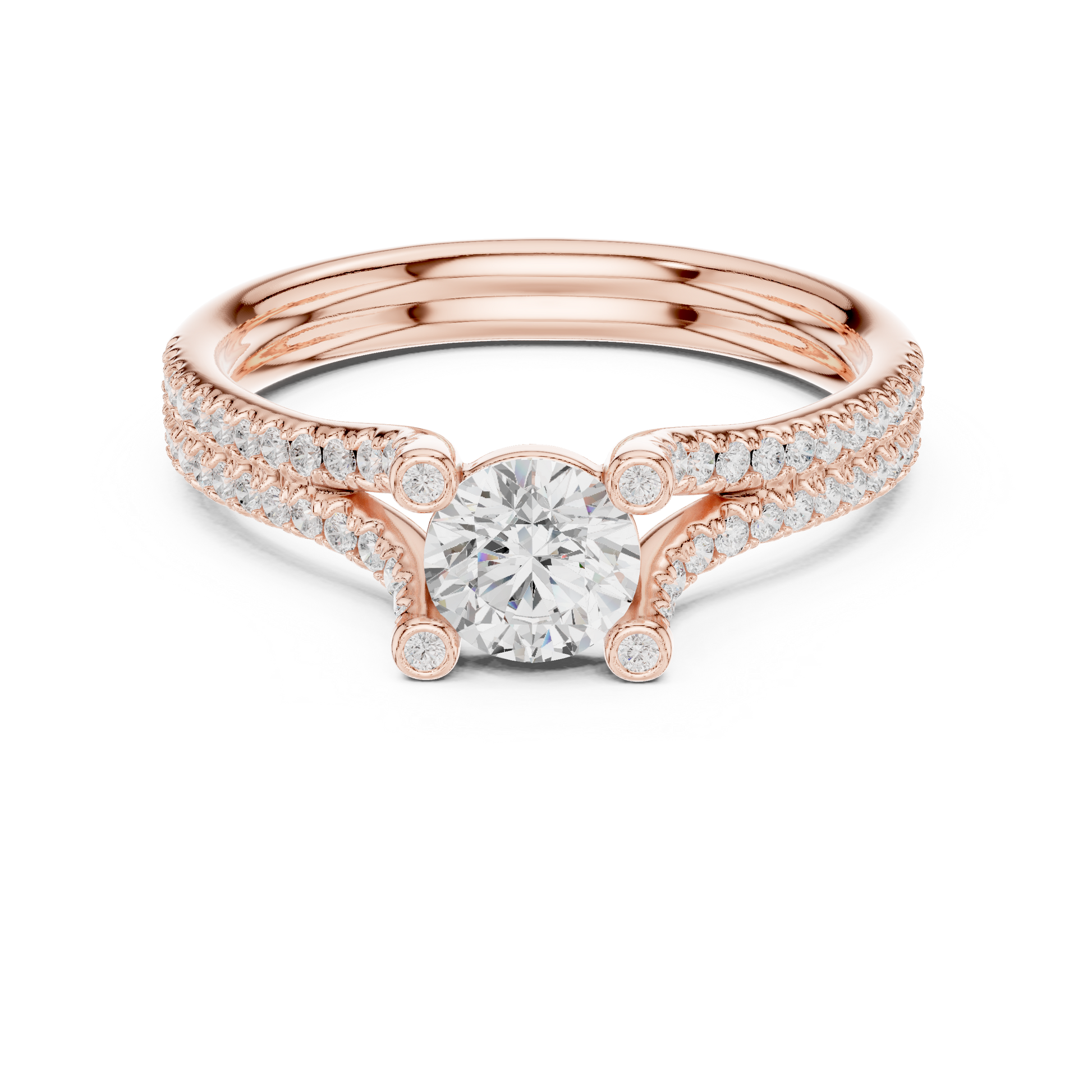 Round Side Stone Lab Grown Diamond Ring