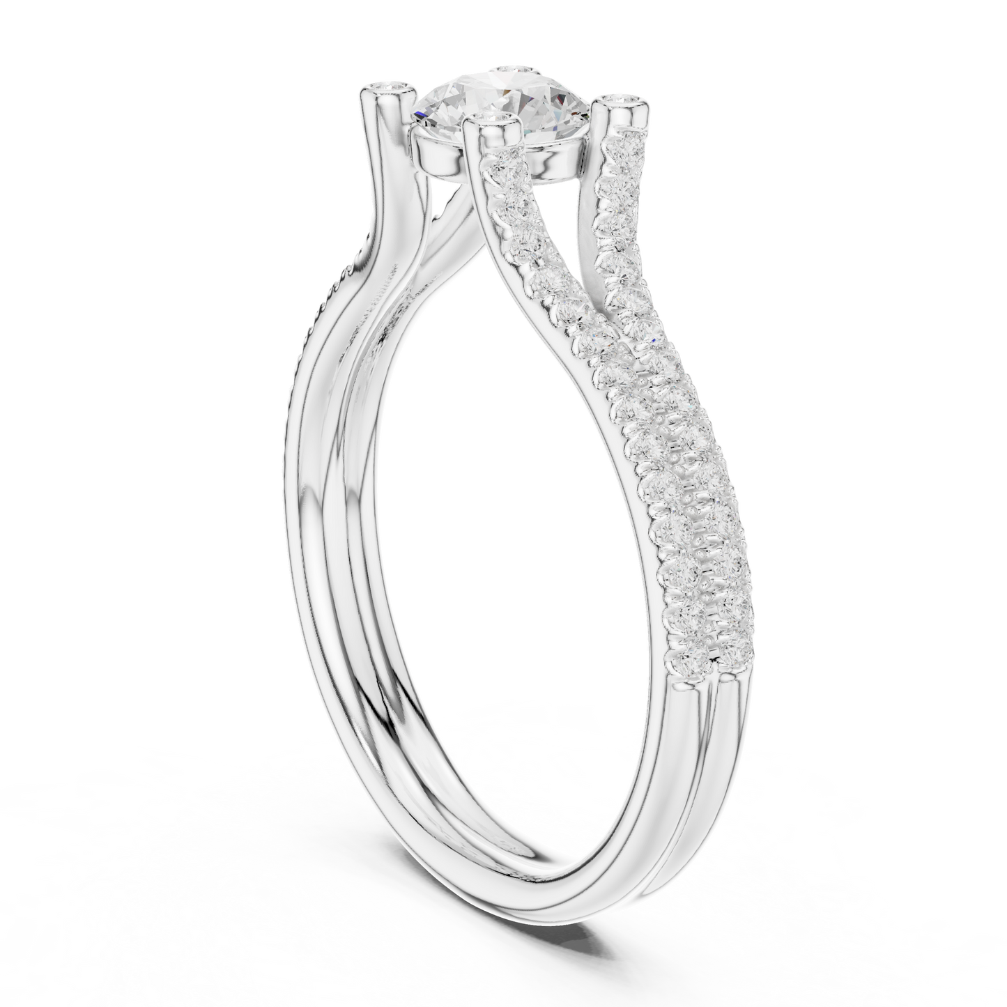 Round Side Stone Lab Grown Diamond Ring