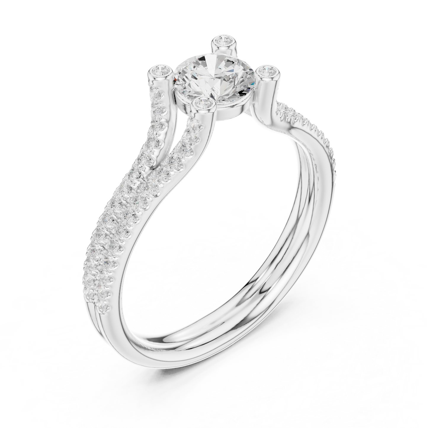 Round Side Stone Lab Grown Diamond Ring