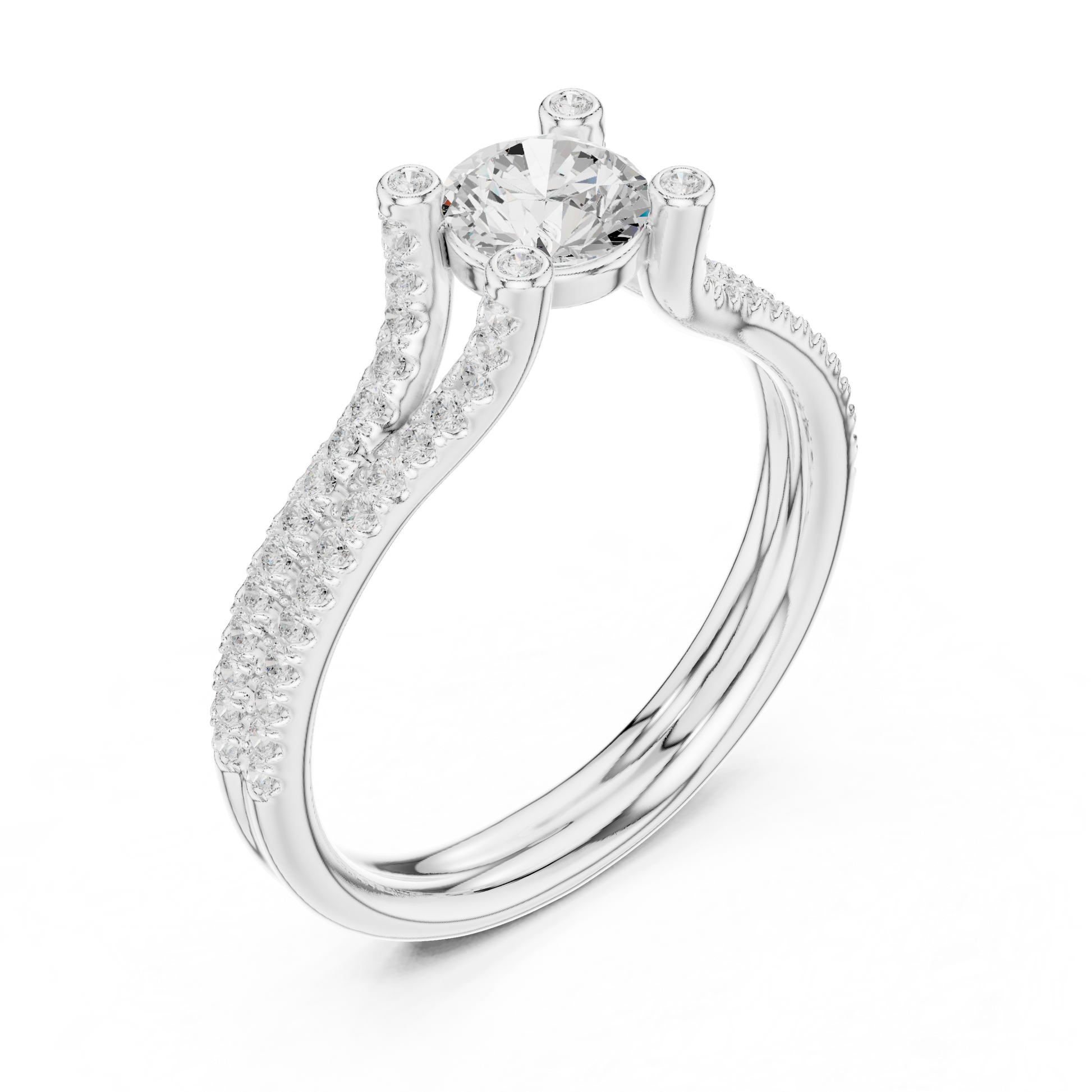 Round Side Stone Lab Grown Diamond Ring