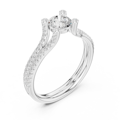 Round Side Stone Lab Grown Diamond Ring