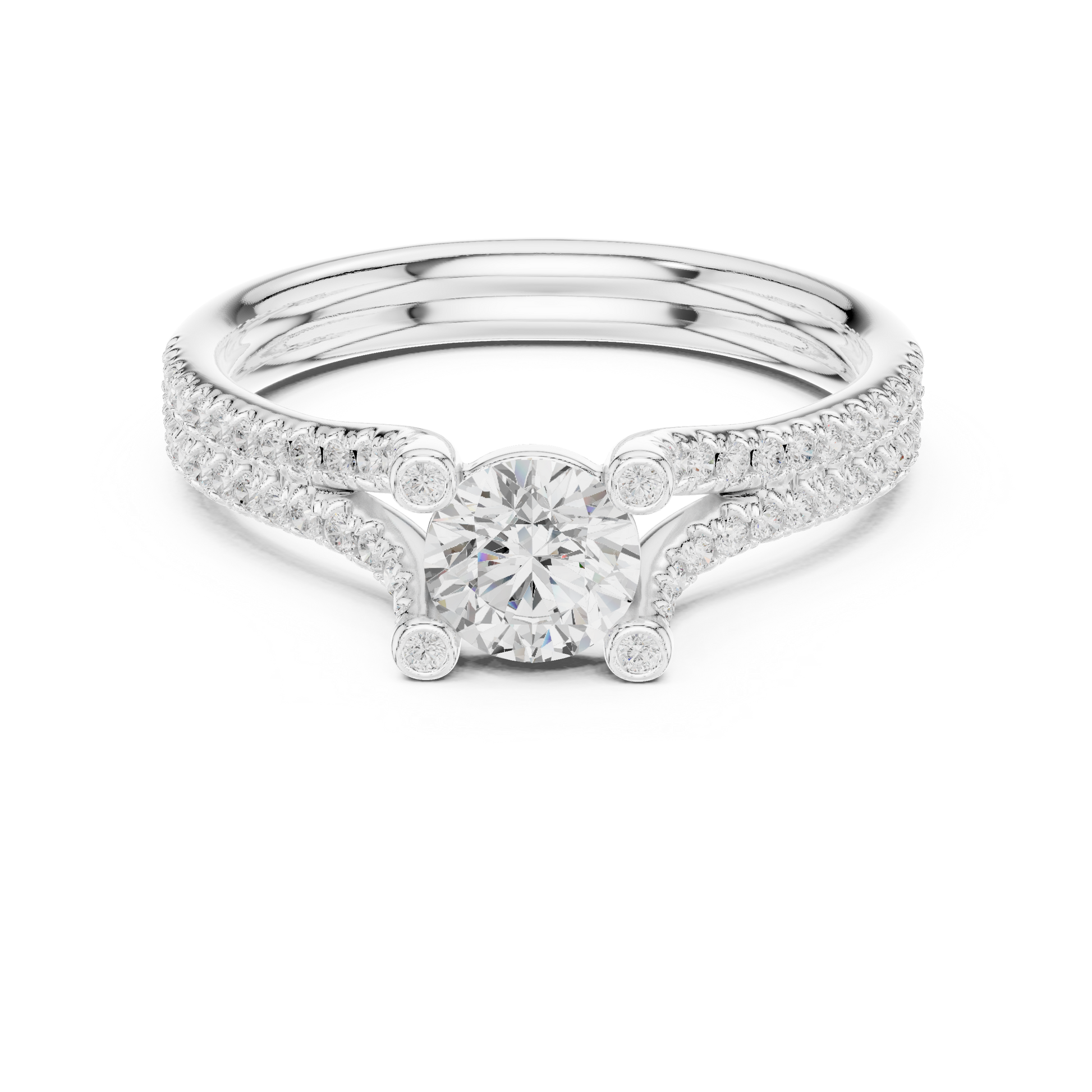 Round Side Stone Lab Grown Diamond Ring