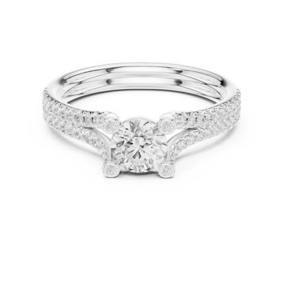 Round Side Stone Lab Grown Diamond Ring
