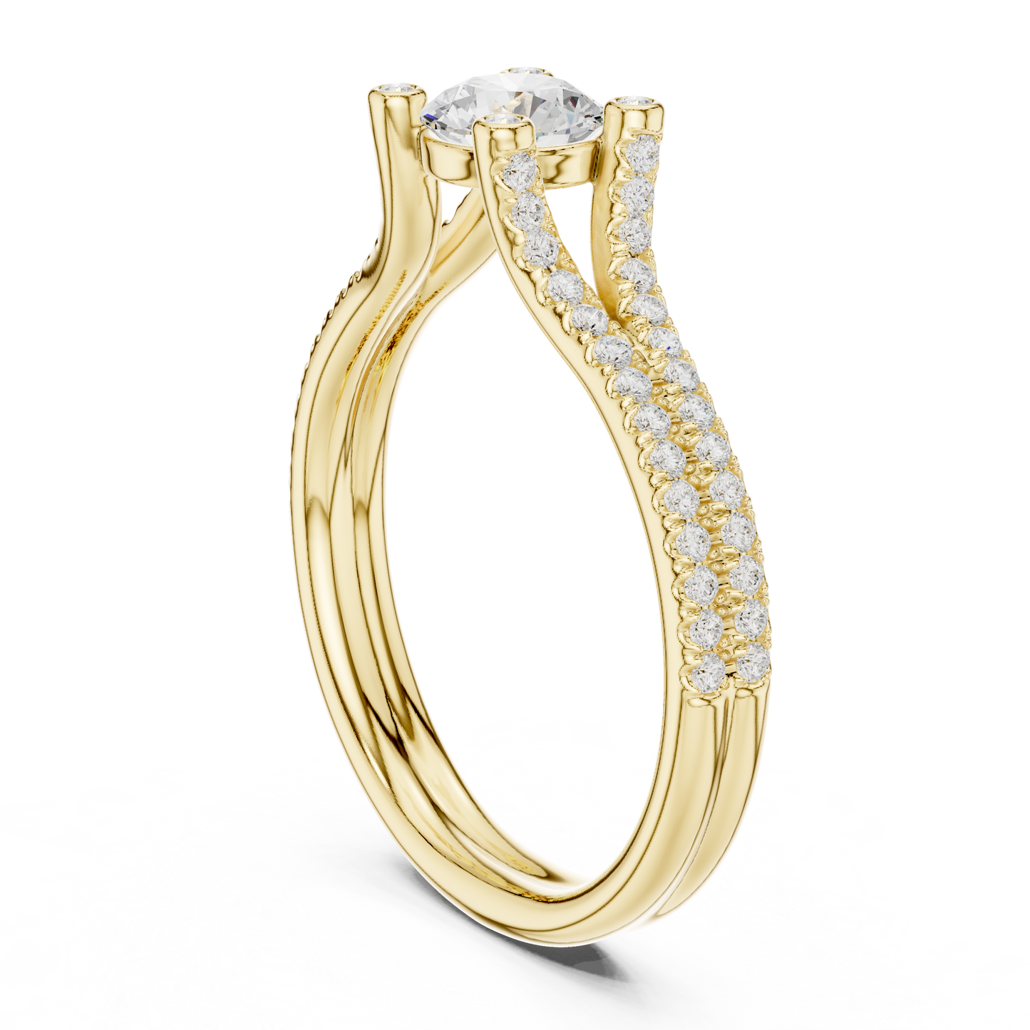 Round Side Stone Lab Grown Diamond Ring