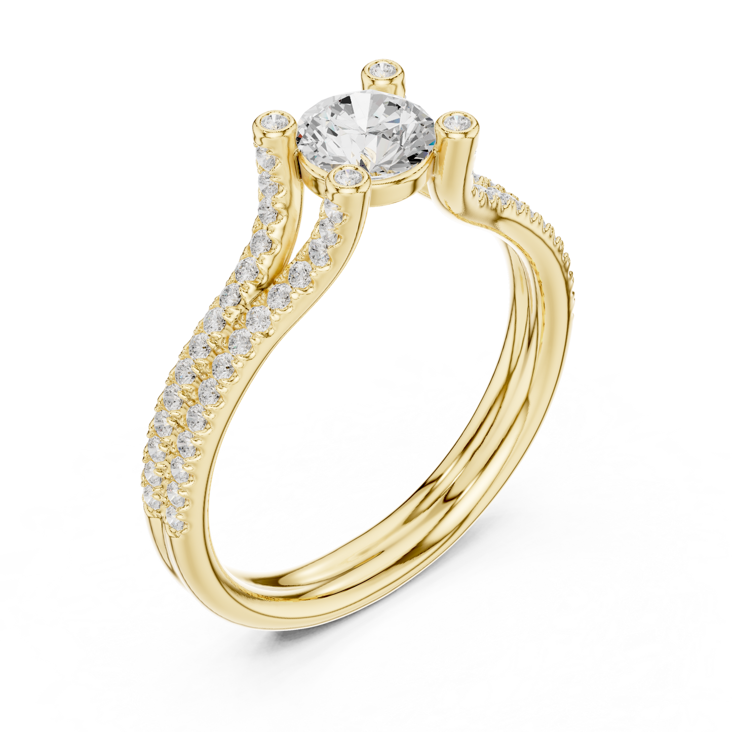 Round Side Stone Lab Grown Diamond Ring
