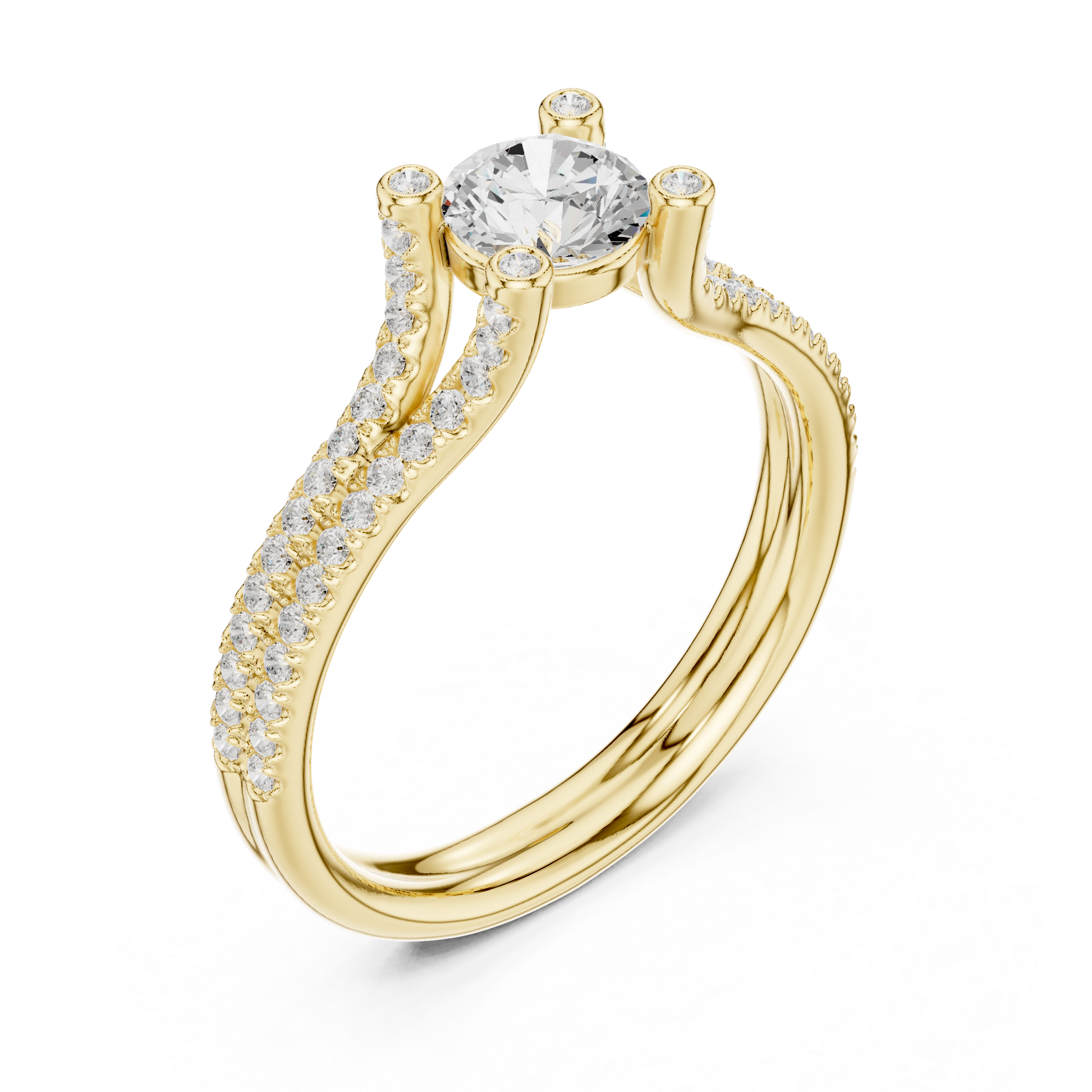 Round Side Stone Lab Grown Diamond Ring