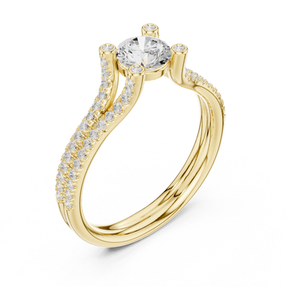 Round Side Stone Lab Grown Diamond Ring